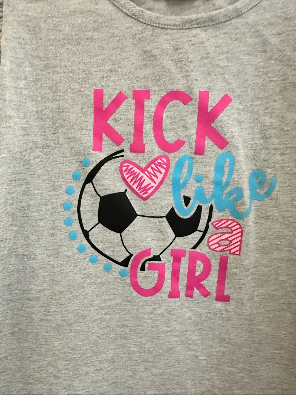 Soccer Girl Bellbottom Set - Gray & Turquoise